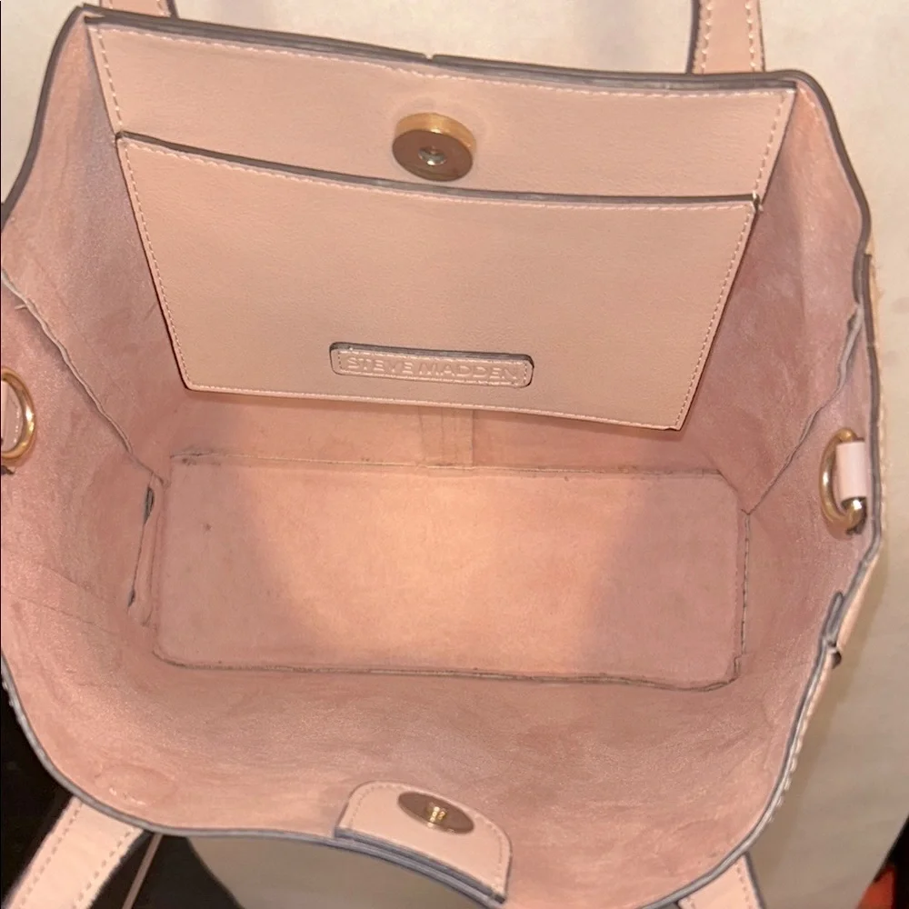 Steve Madden - Mini Cori Tote Faux Blush Pink Leather & Faux Pink Suede Interior